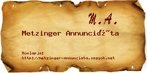 Metzinger Annunciáta névjegykártya